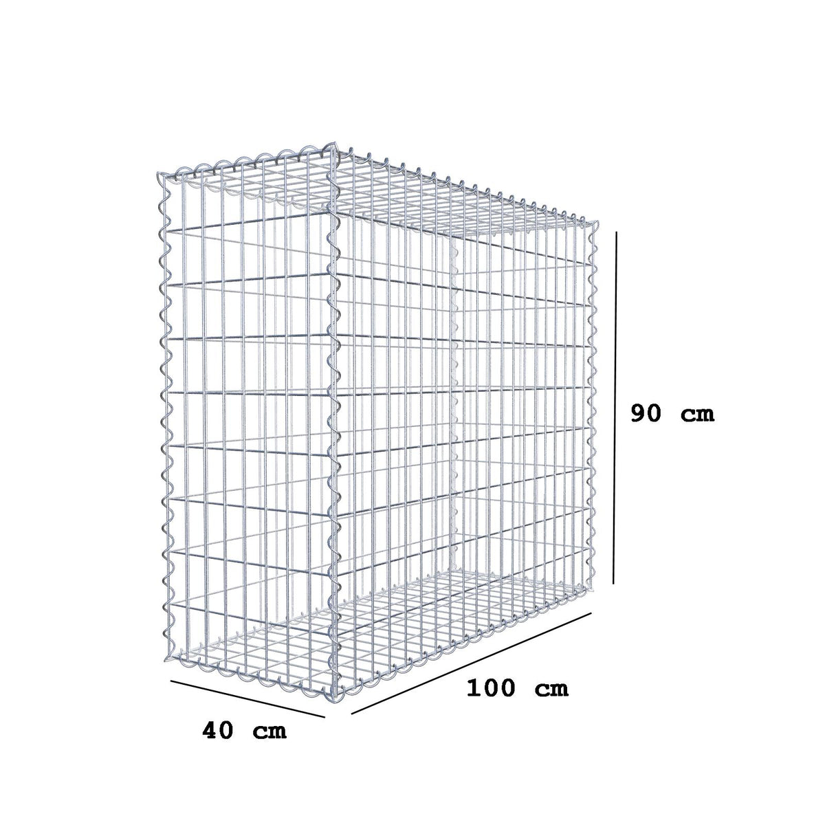 Gabion 100 cm x 90 cm x 40 cm (L x H x P), mailles 5 cm x 10 cm, spirale