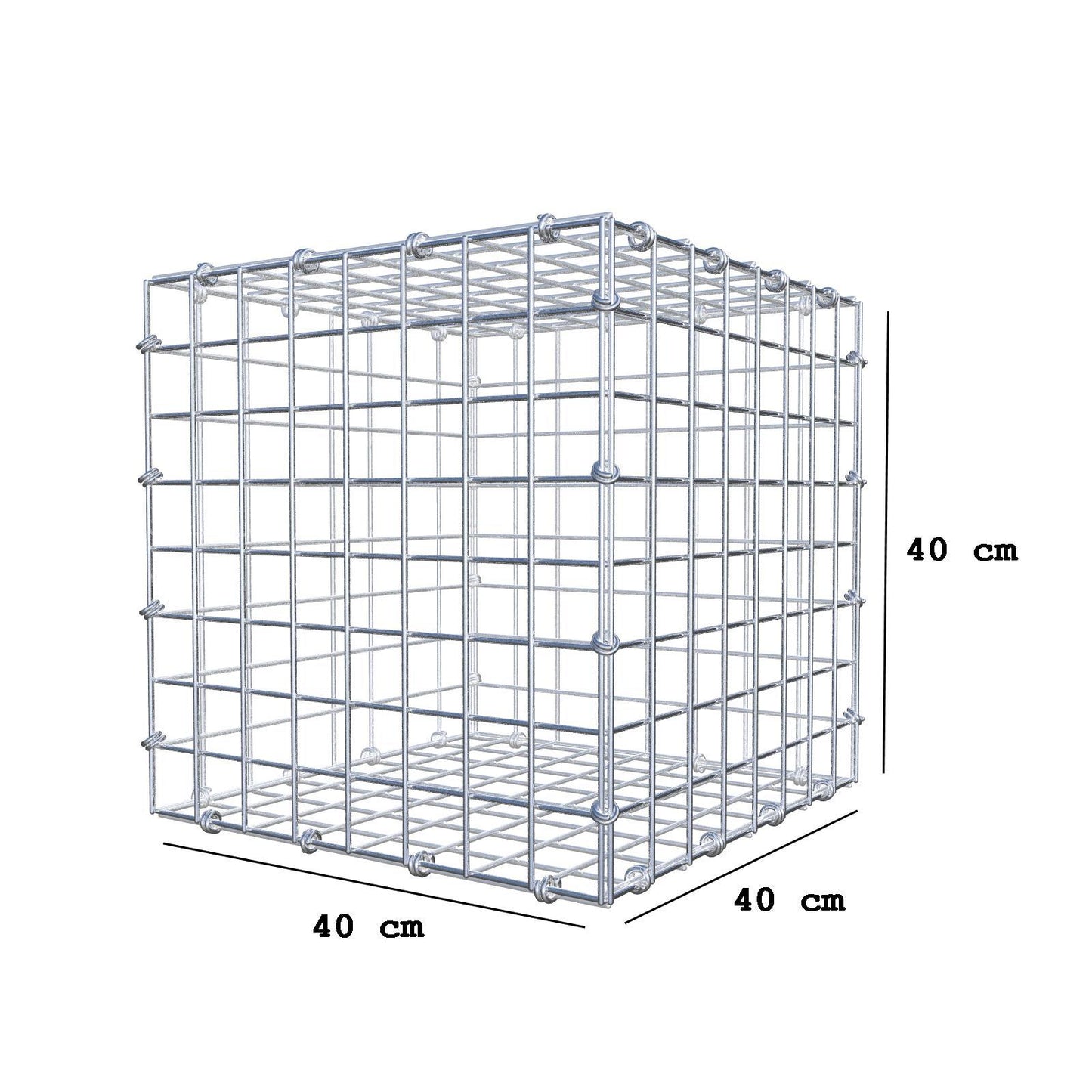 Gabbione 40 cm x 40 cm x 40 cm (L x H x P), maglia 5 x 5 cm, anello a spirale