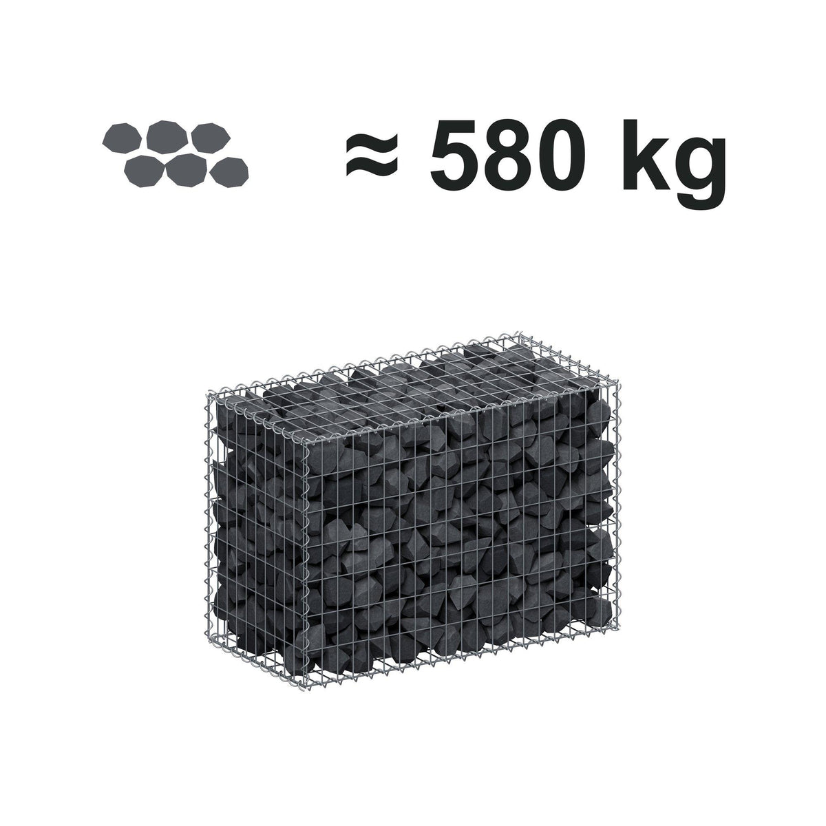 Schanskorf 100 cm x 70 cm x 50 cm (L x H x D), maaswijdte 5 cm x 10 cm, spiraalvormig