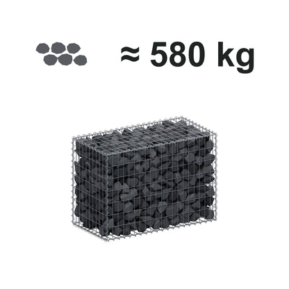 Schanskorf 100 cm x 70 cm x 50 cm (L x H x D), maaswijdte 5 cm x 10 cm, spiraalvormig