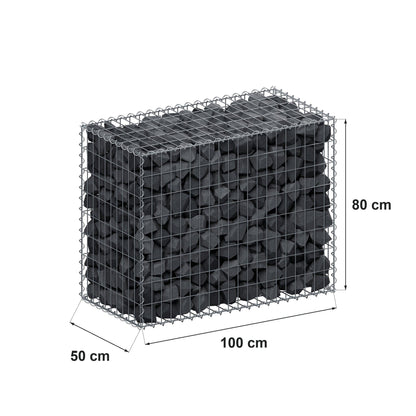 Gabion 100 cm x 80 cm x 50 cm (L x H x D), maskestørrelse 5 cm x 10 cm, spiral