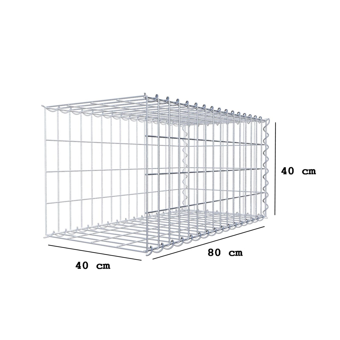 Anbaugabione Typ 2 80 cm x 40 cm x 40 cm (L x H x T), Maschenweite 5 cm x 10 cm, Spirale
