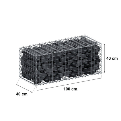 Gabion 100 cm x 40 cm x 40 cm (L x H x P), mailles 5 cm x 5 cm, spirale