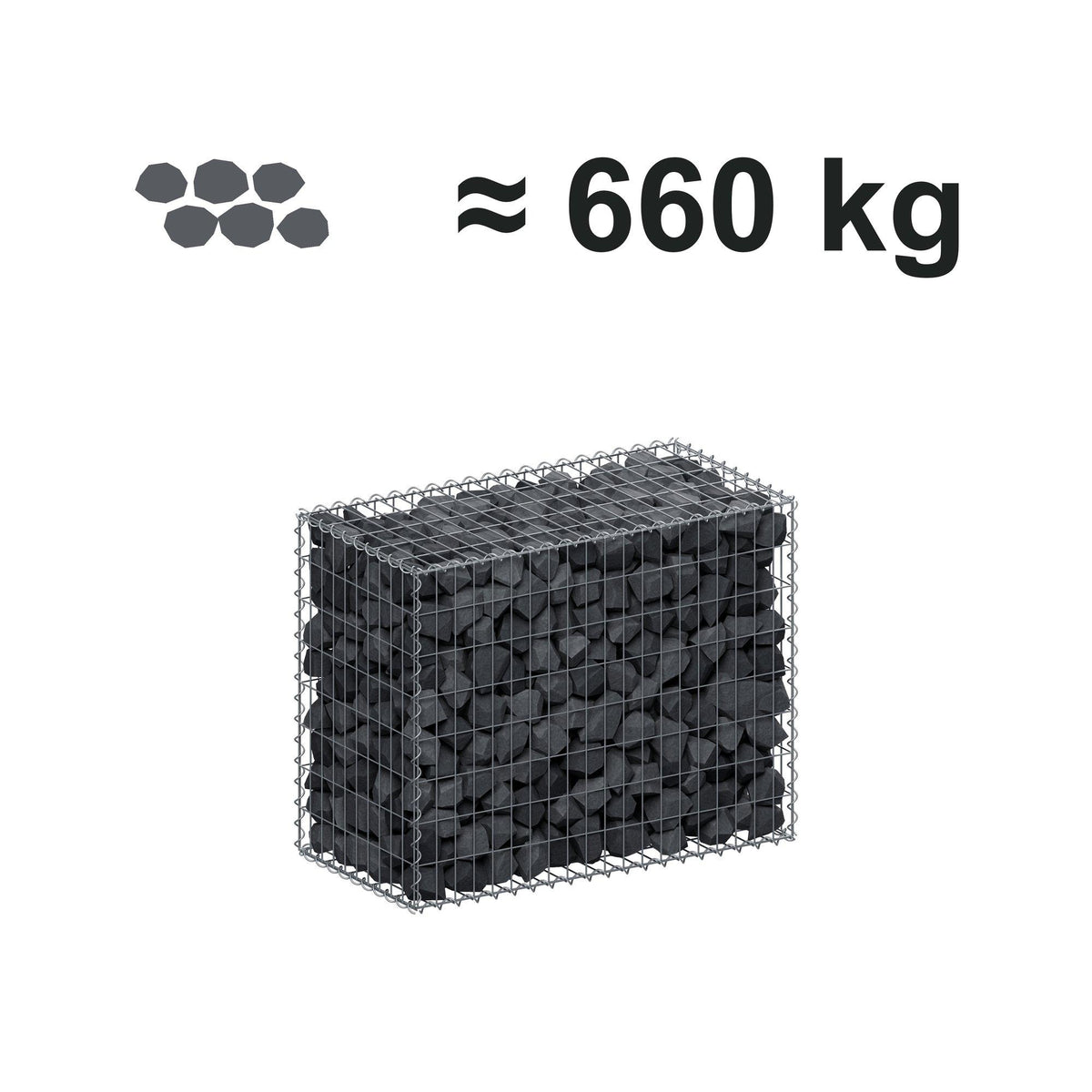 Gabion 100 cm x 80 cm x 50 cm (L x H x D), maskestørrelse 5 cm x 10 cm, spiral