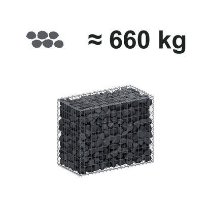 Gabion 100 cm x 80 cm x 50 cm (L x H x D), maskestørrelse 5 cm x 10 cm, spiral