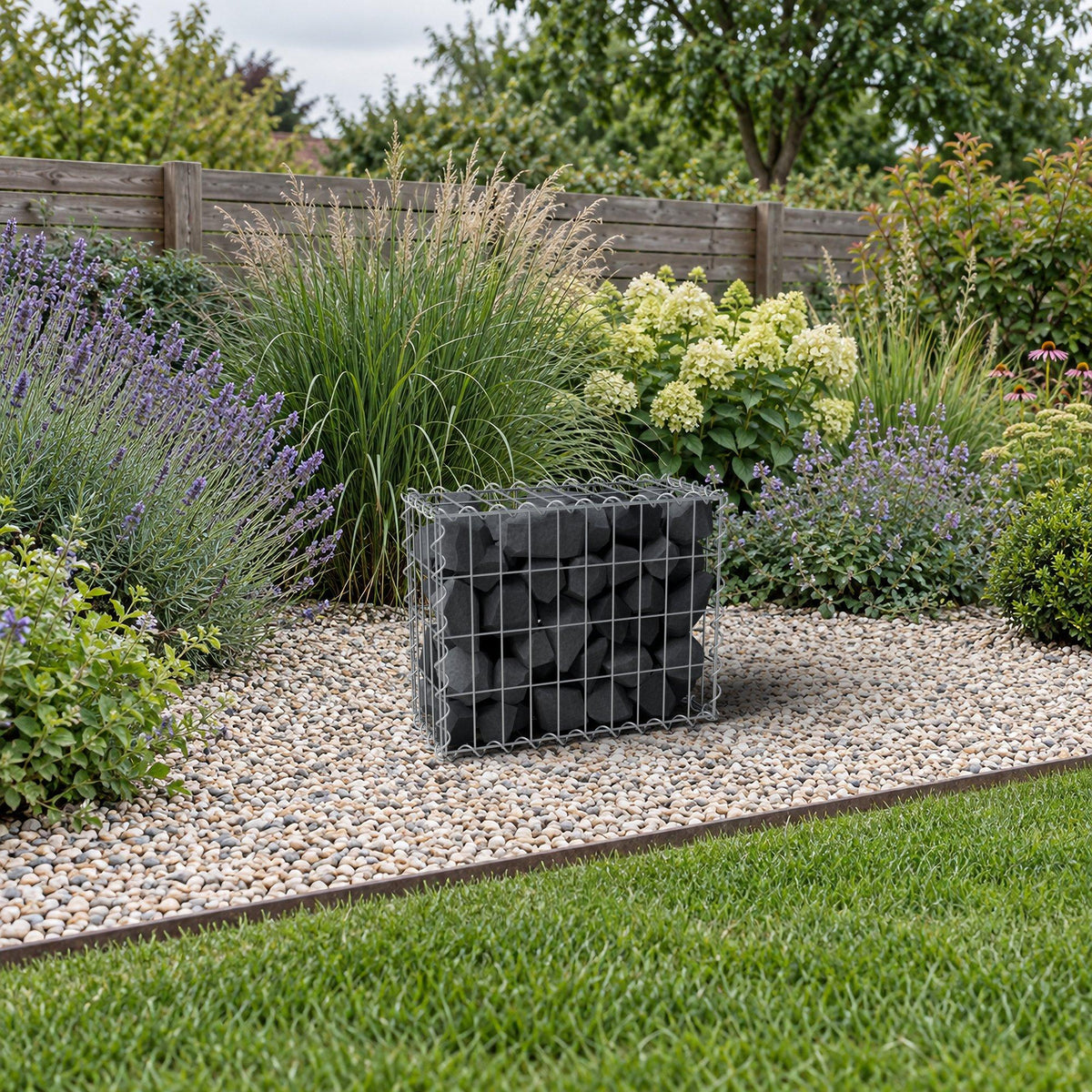 Gabion 50 cm x 40 cm x 20 cm (L x H x D), maskestørrelse 5 cm x 10 cm, spiral