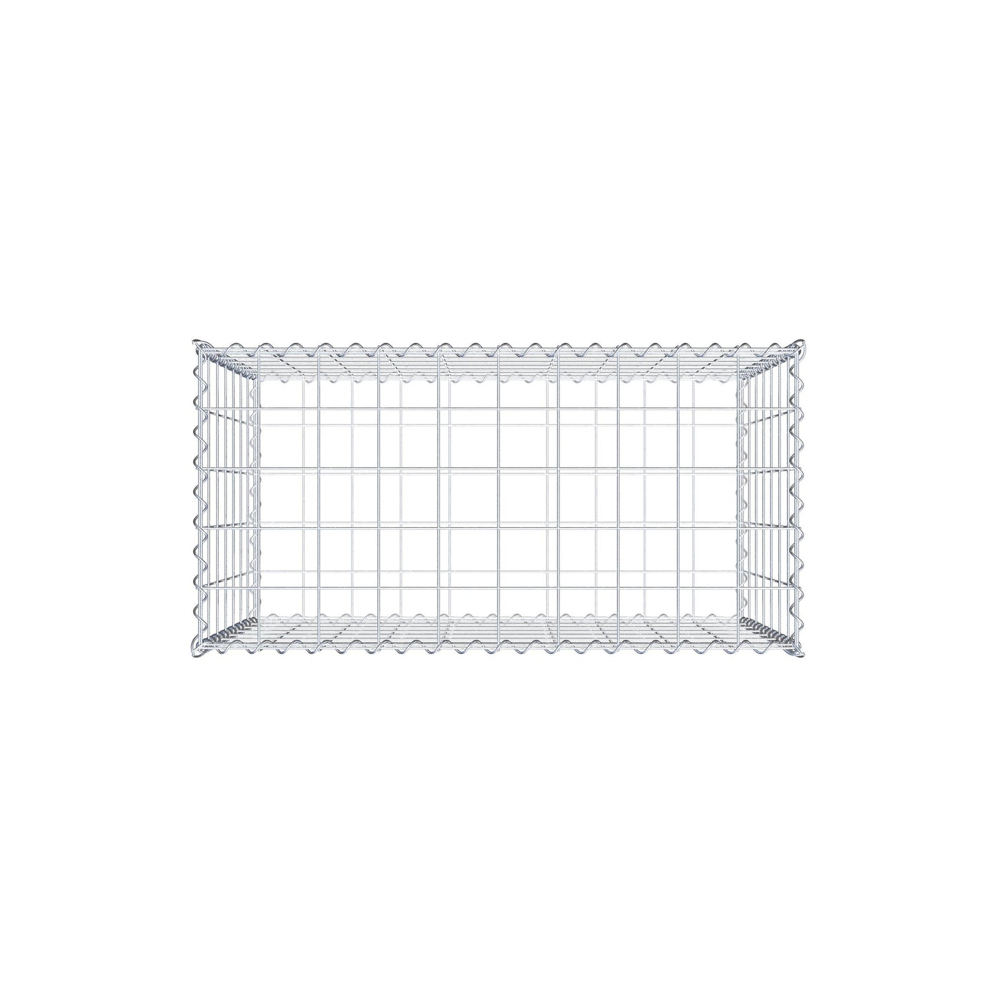 Schanskorf 100 cm x 70 cm x 50 cm (L x H x D), maaswijdte 10 cm x 10 cm, spiraalvormig
