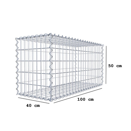 Gabbione 100 cm x 50 cm x 40 cm (L x H x P), maglia 5 cm x 10 cm, spirale