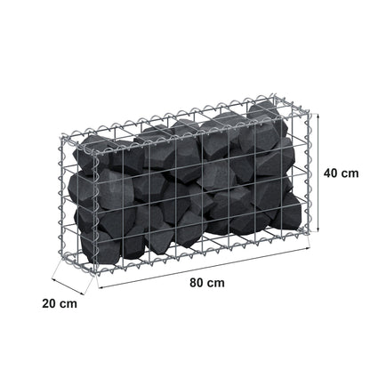 Gabion 80 cm x 40 cm x 20 cm (L x H x D), maskstorlek 10 cm x 10 cm, spiral