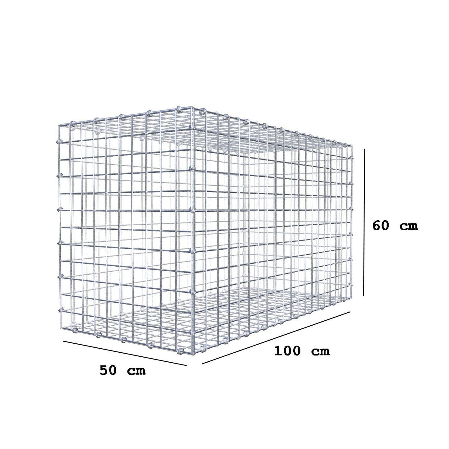 Gabbione 100 cm x 60 cm x 50 cm (L x H x P), maglia 5 x 5 cm, anello a spirale