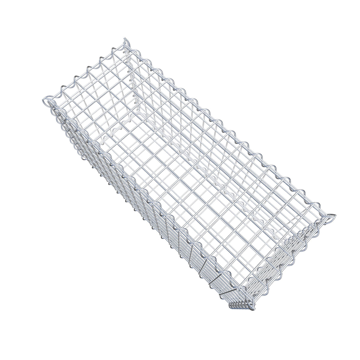 Schanskorf 80 cm x 40 cm x 30 cm (L x H x D), maaswijdte 5 cm x 5 cm, spiraalvormig