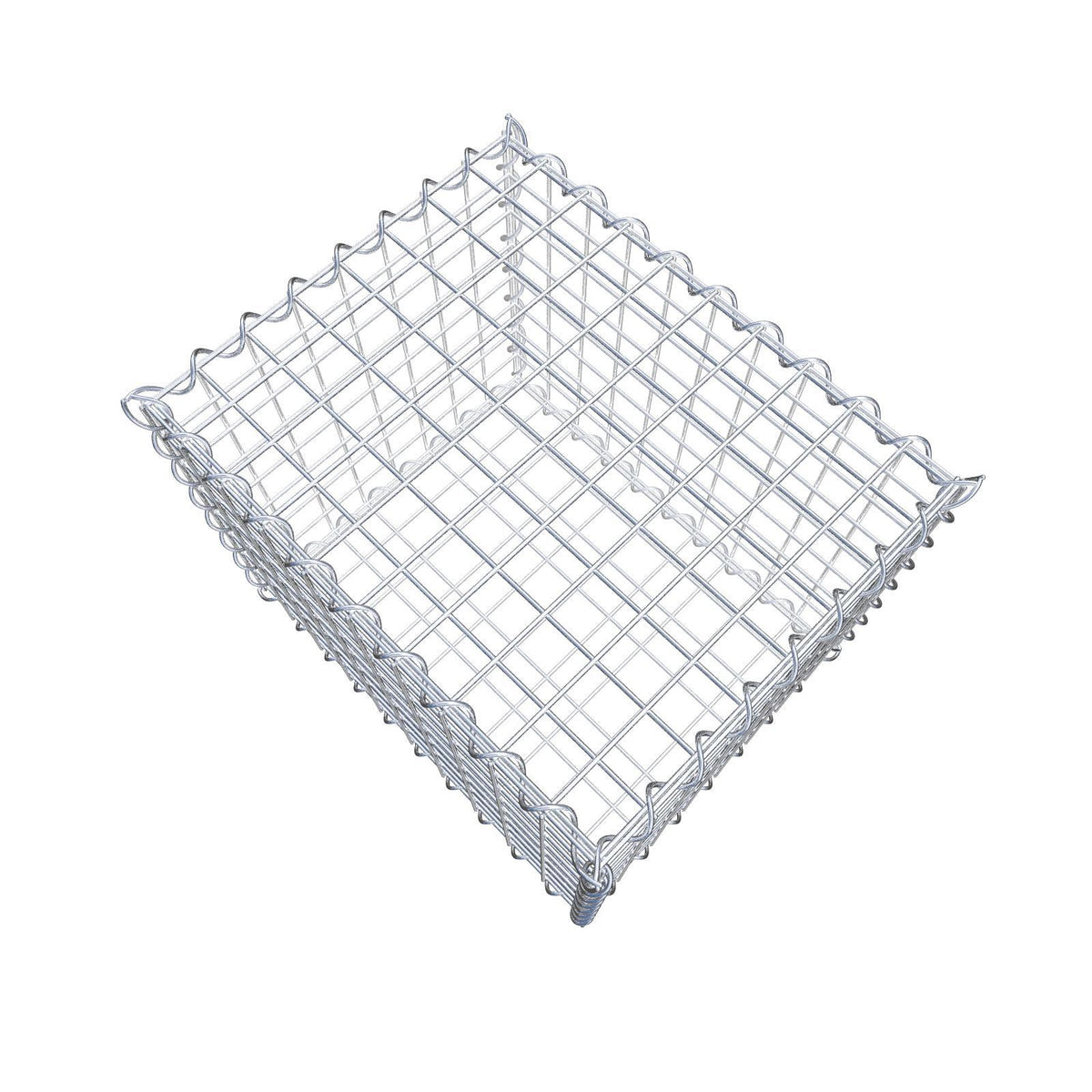 Schanskorf 50 cm x 40 cm x 40 cm (L x H x D), maaswijdte 5 cm x 5 cm, spiraalvormig