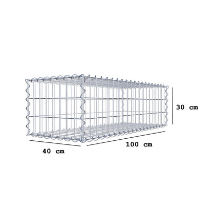 Schanskorf 100 cm x 30 cm x 40 cm (L x H x D), maaswijdte 5 cm x 10 cm, spiraalvormig