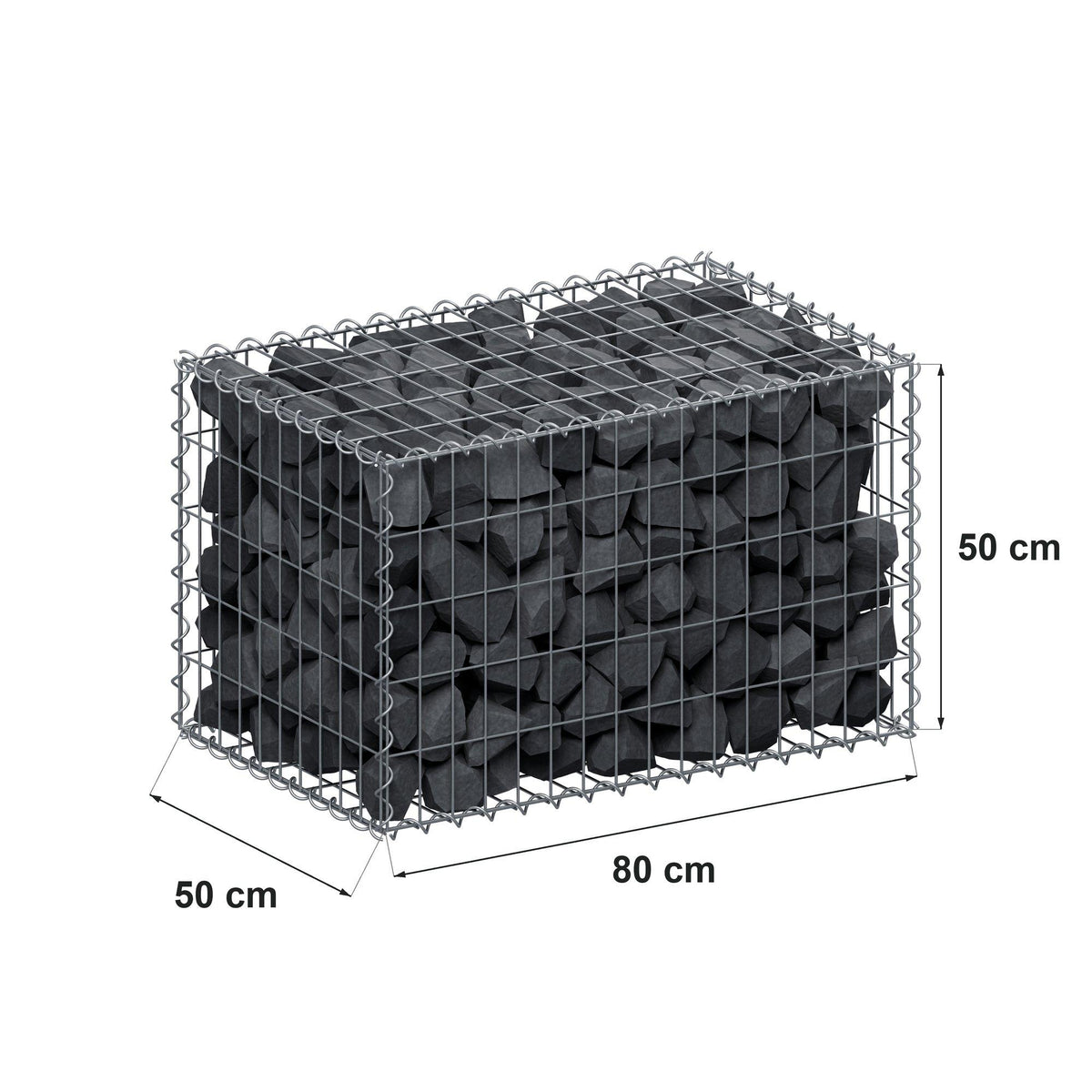 Gabion 80 cm x 50 cm x 50 cm (L x H x P), mailles 5 cm x 10 cm, spirale
