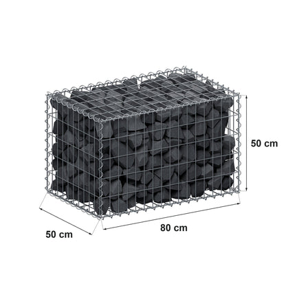 Gabion 80 cm x 50 cm x 50 cm (L x H x P), mailles 5 cm x 10 cm, spirale