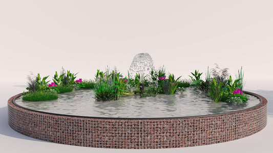 Gabion-dam, rund, ydre diameter 322 cm, højde 50 cm, maskestørrelse 5 x 5 cm, vægtykkelse 15 cm