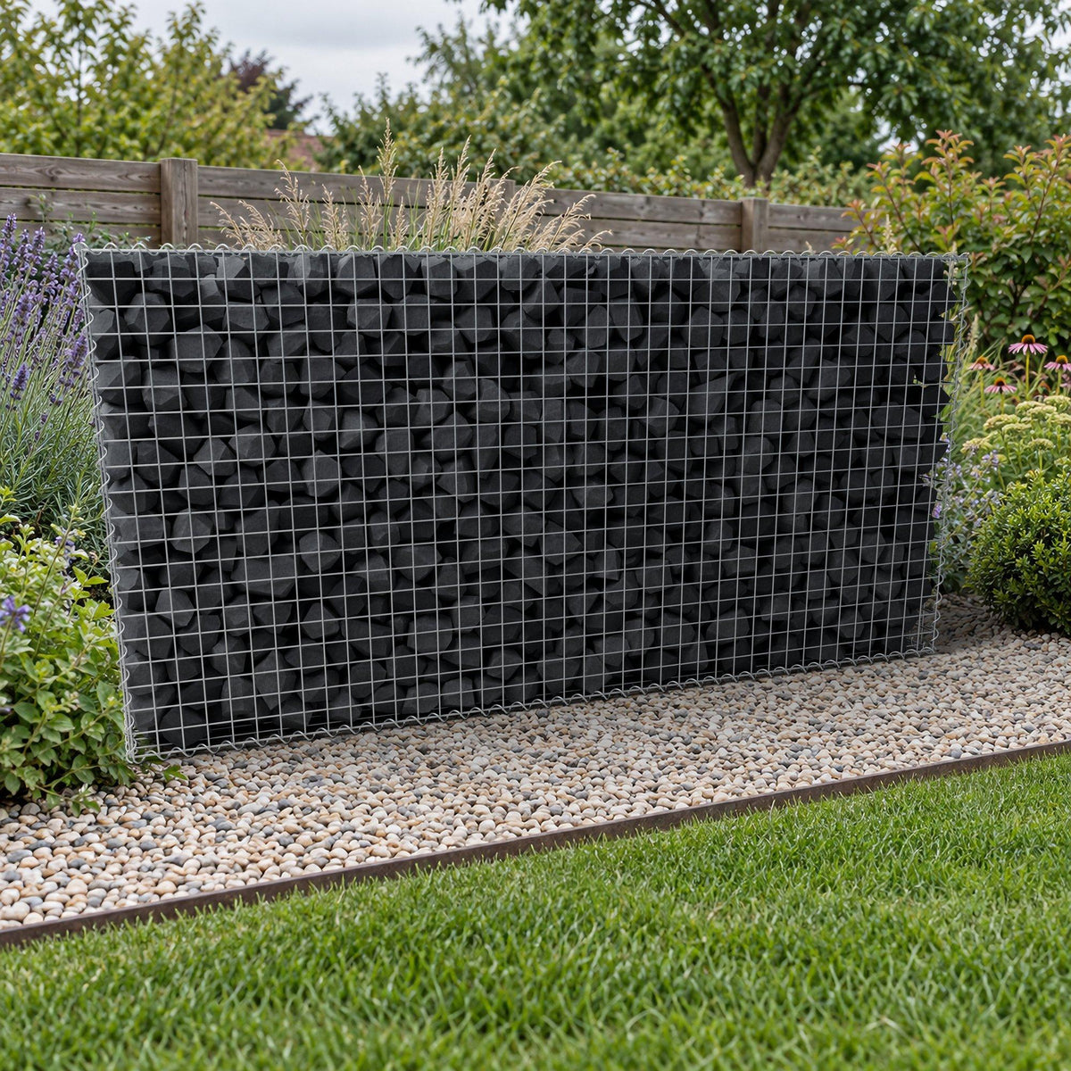 Gabion 200 cm x 100 cm x 40 cm (L x H x D), maskestørrelse 5 cm x 5 cm, spiral