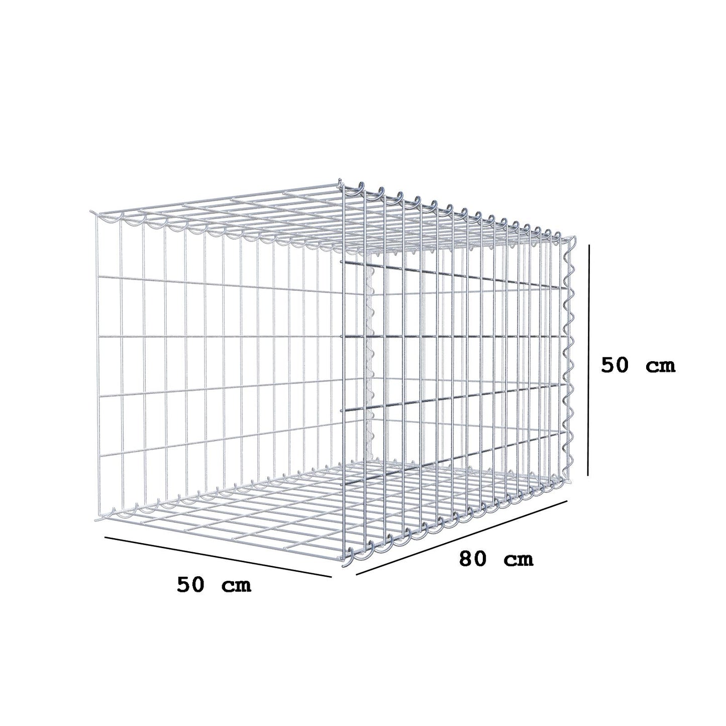 Opvokset gabion type 2 80 cm x 50 cm x 50 cm (L x H x D), maskestørrelse 5 cm x 10 cm, spiral
