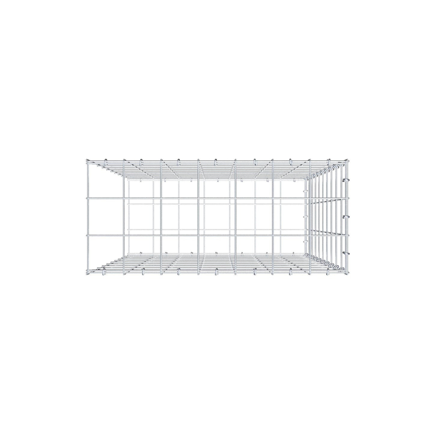 Mounted gabion type 2 100 cm x 70 cm x 30 cm (L x H x D), mesh size 10 cm x 10 cm, C-ring