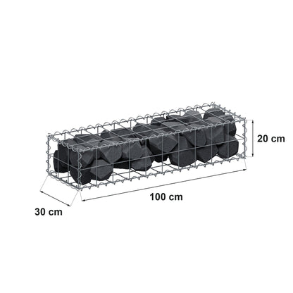 Gabione 100 cm x 20 cm x 30 cm (L x H x T), Maschenweite 10 cm x 10 cm, Spirale