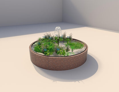 Gabion bassin surélevé rond, diamètre extérieur 412 cm, hauteur 80 cm, mailles 5 x 5 cm, épaisseur de paroi 15 cm