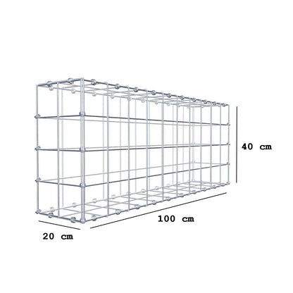 Gabbione 100 cm x 40 cm x 20 cm (L x H x P), maglia 10 x 10 cm, anello a spirale