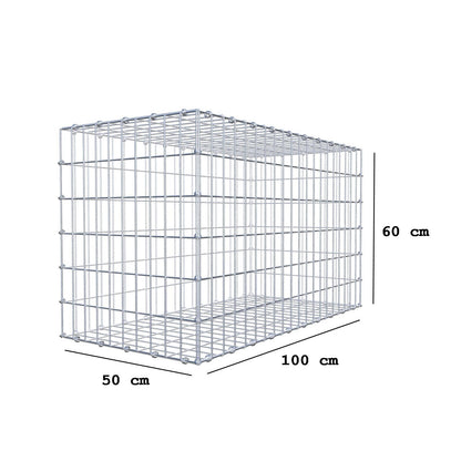 Gabione 100 cm x 60 cm x 50 cm (L x H x T), Maschenweite 5 x 10 cm, Spiralring