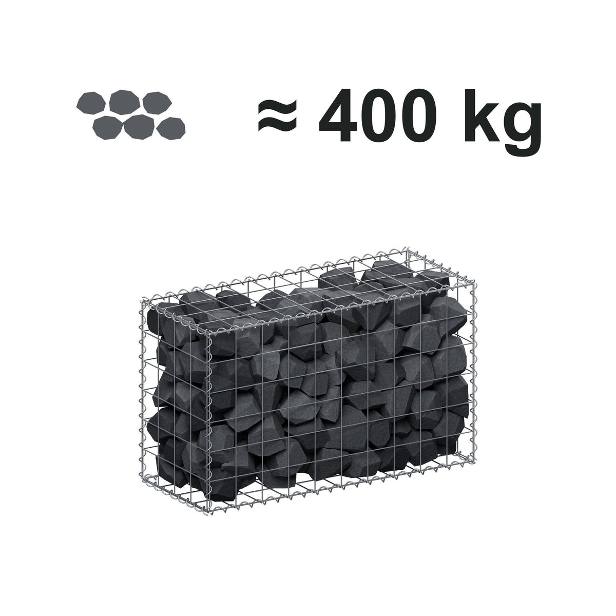 Gabione 100 cm x 60 cm x 40 cm (L x H x T), Maschenweite 10 cm x 10 cm, Spirale