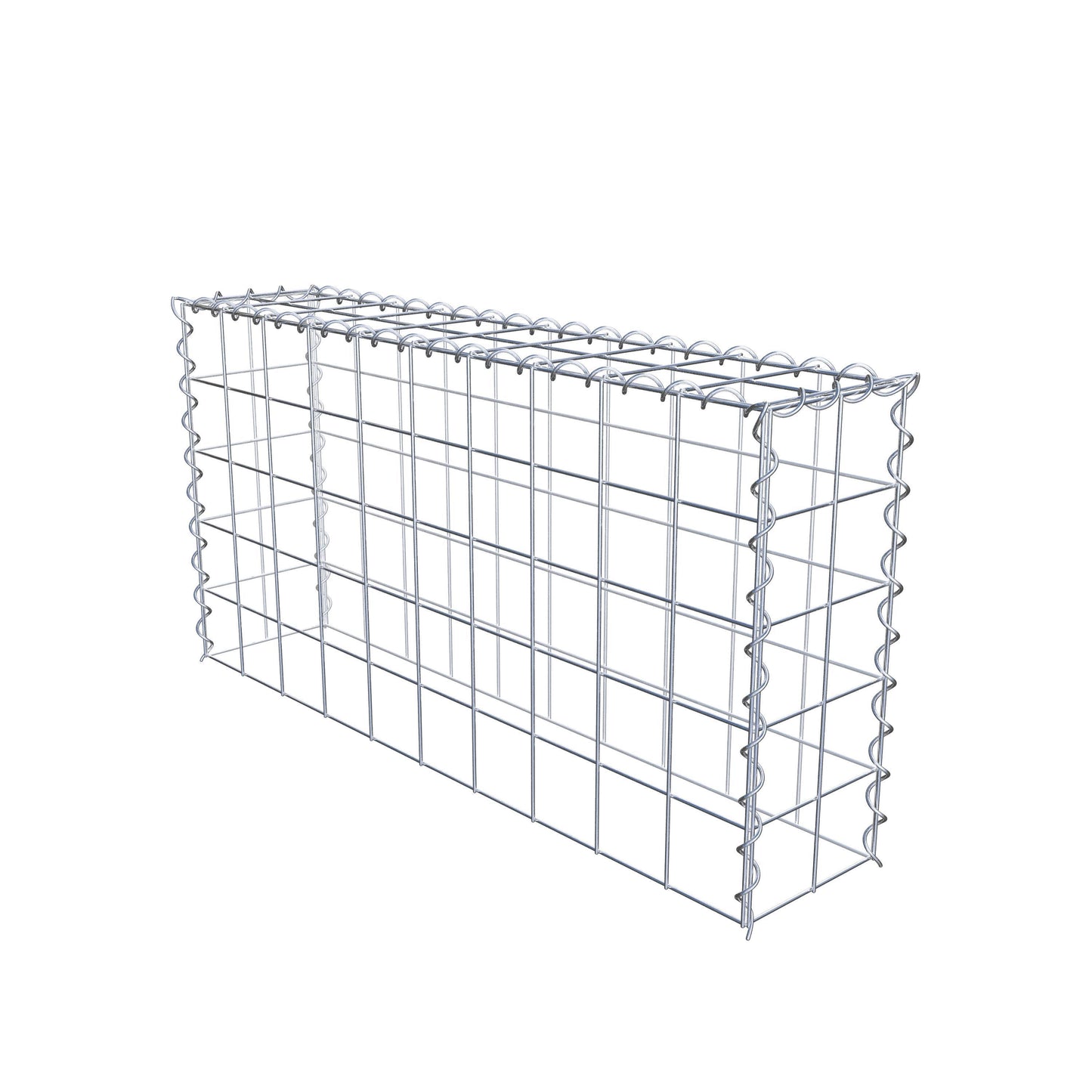 Opbouw schanskorf type 3 100 cm x 50 cm x 20 cm (L x H x D), maaswijdte 10 cm x 10 cm, spiraal