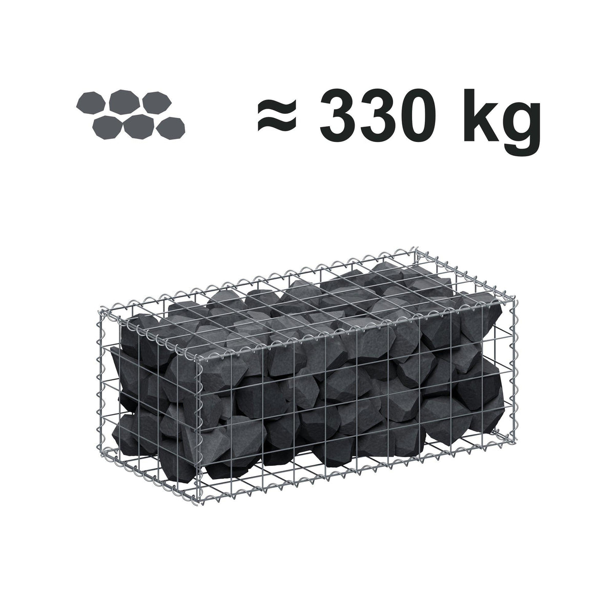 Gabione 100 cm x 40 cm x 50 cm (L x H x T), Maschenweite 10 cm x 10 cm, Spirale