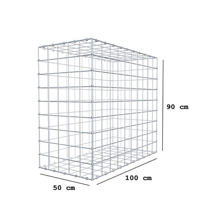 Gabion 100 cm x 90 cm x 50 cm (L x H x D), maskestørrelse 10 x 10 cm, spiralring