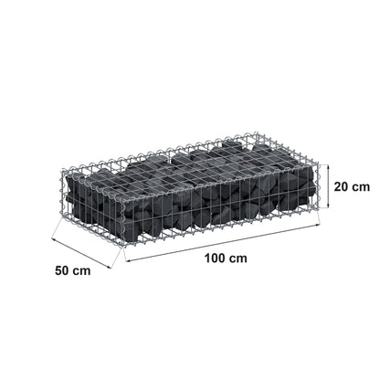 Gabbione 100 cm x 20 cm x 50 cm (L x H x P), maglia 5 cm x 10 cm, spirale