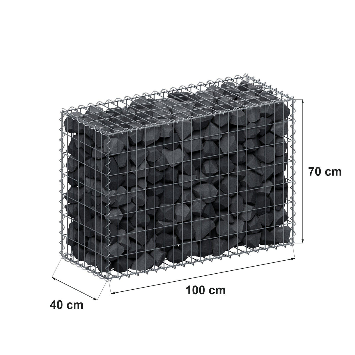 Schanskorf 100 cm x 70 cm x 40 cm (L x H x D), maaswijdte 5 cm x 10 cm, spiraalvormig