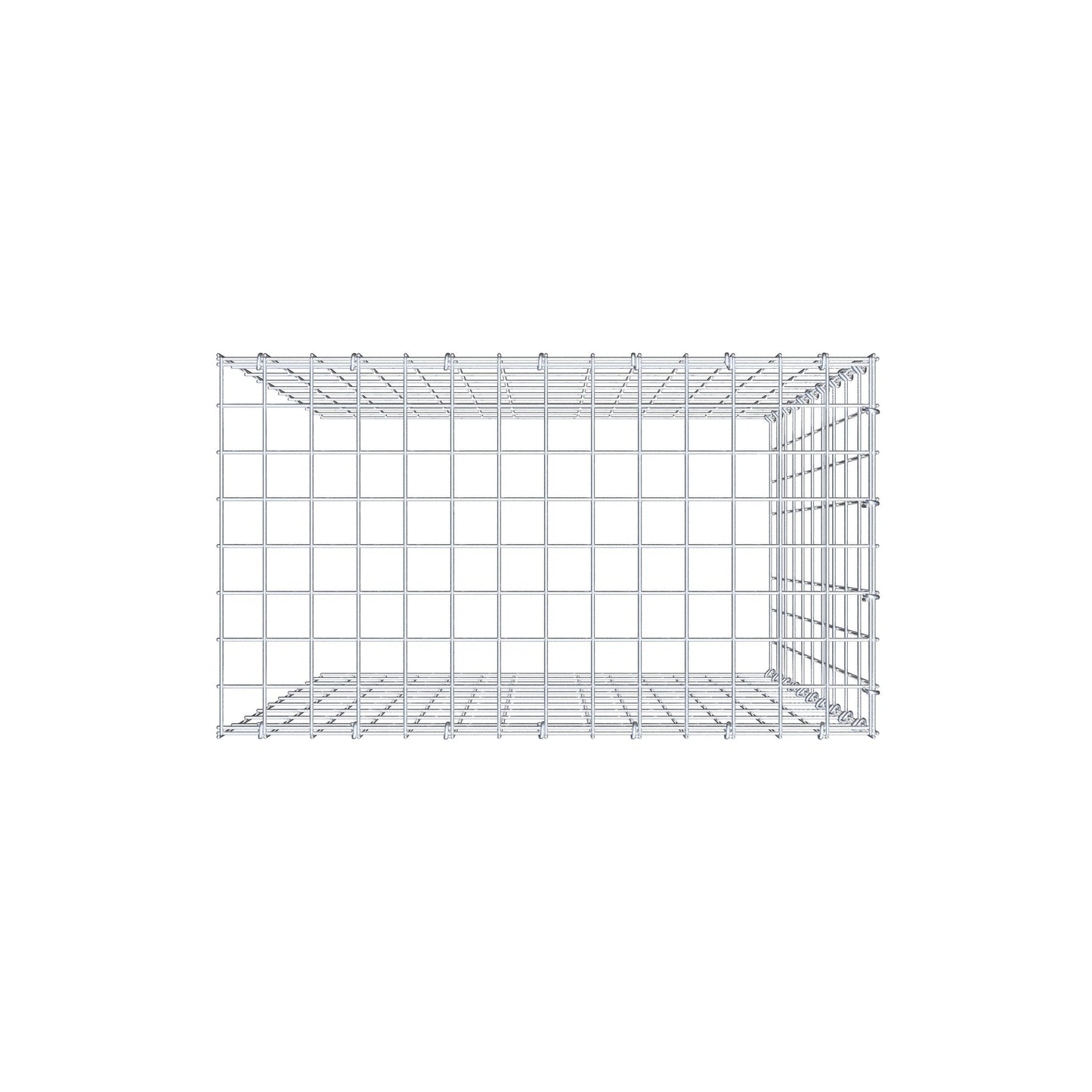Monteret gabion type 4 100 cm x 70 cm x 40 cm (L x H x D), maskestørrelse 5 cm x 10 cm, C-ring