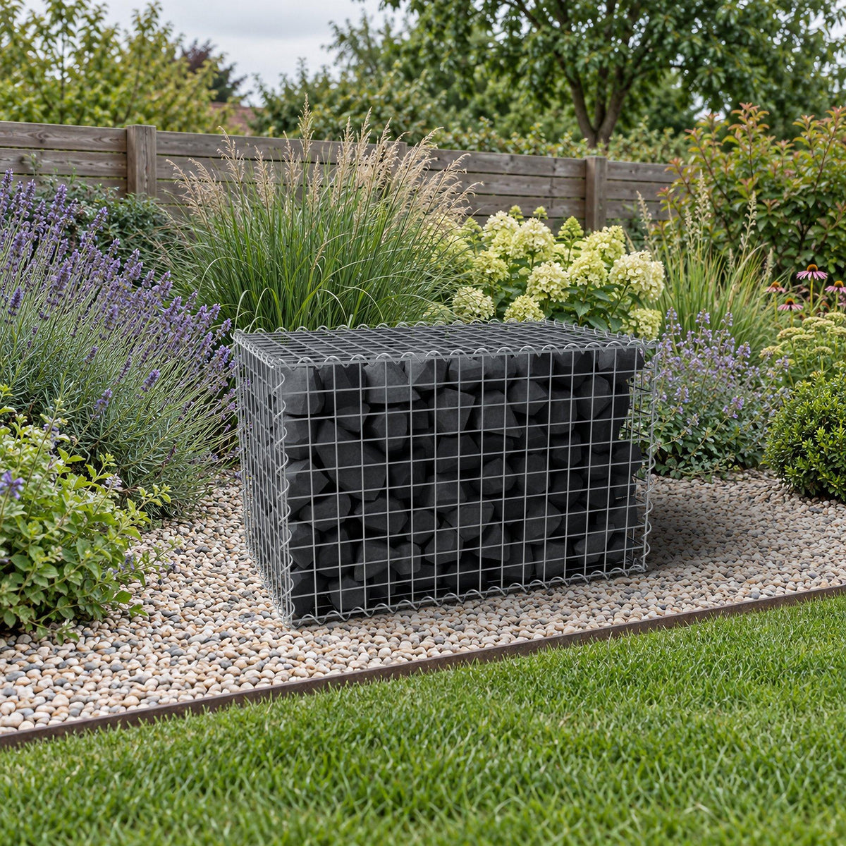 Gabion 80 cm x 50 cm x 50 cm (L x H x D), maskestørrelse 5 cm x 5 cm, spiral