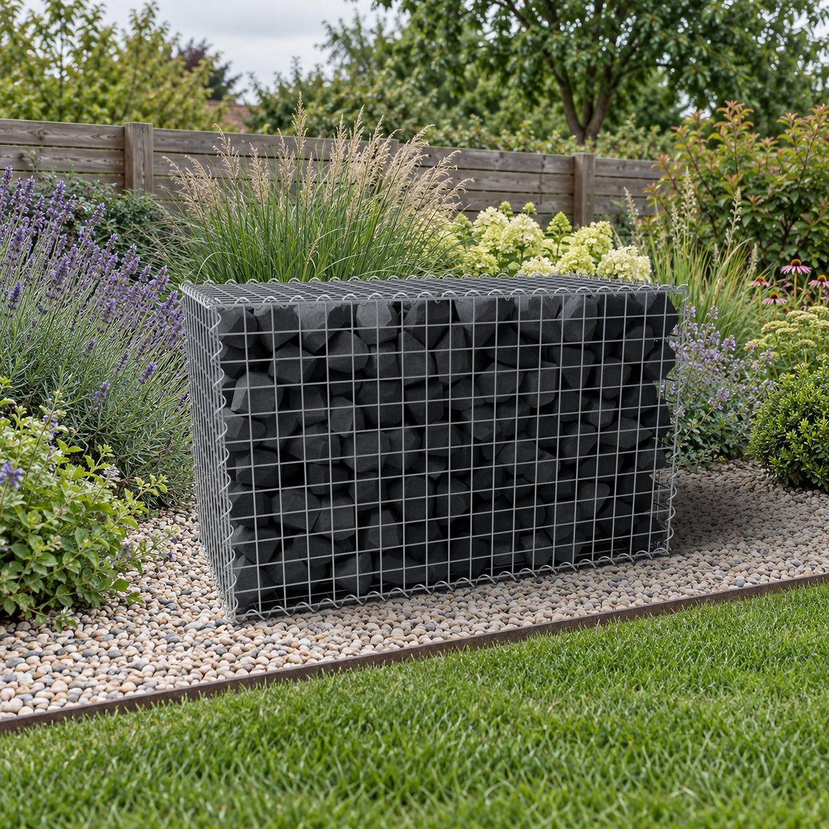 Gabion 100 cm x 60 cm x 50 cm (L x H x D), maskestørrelse 5 cm x 5 cm, spiral