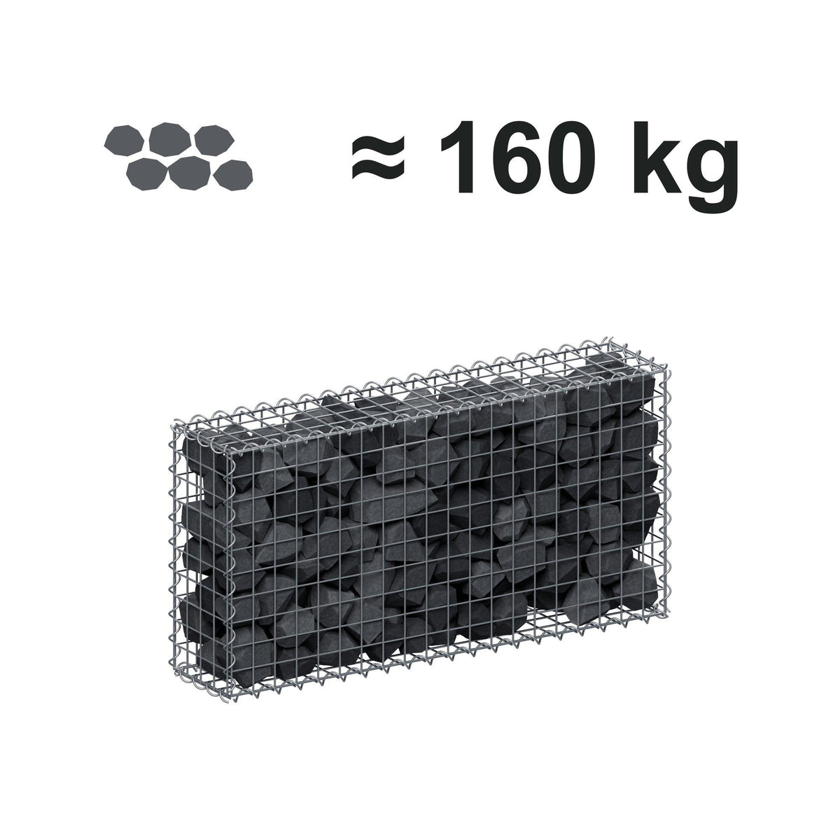 Gabione 100 cm x 50 cm x 20 cm (L x H x T), Maschenweite 5 cm x 5 cm, Spirale
