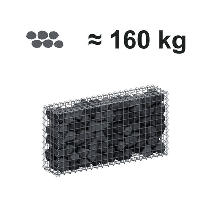 Gabione 100 cm x 50 cm x 20 cm (L x H x T), Maschenweite 5 cm x 5 cm, Spirale