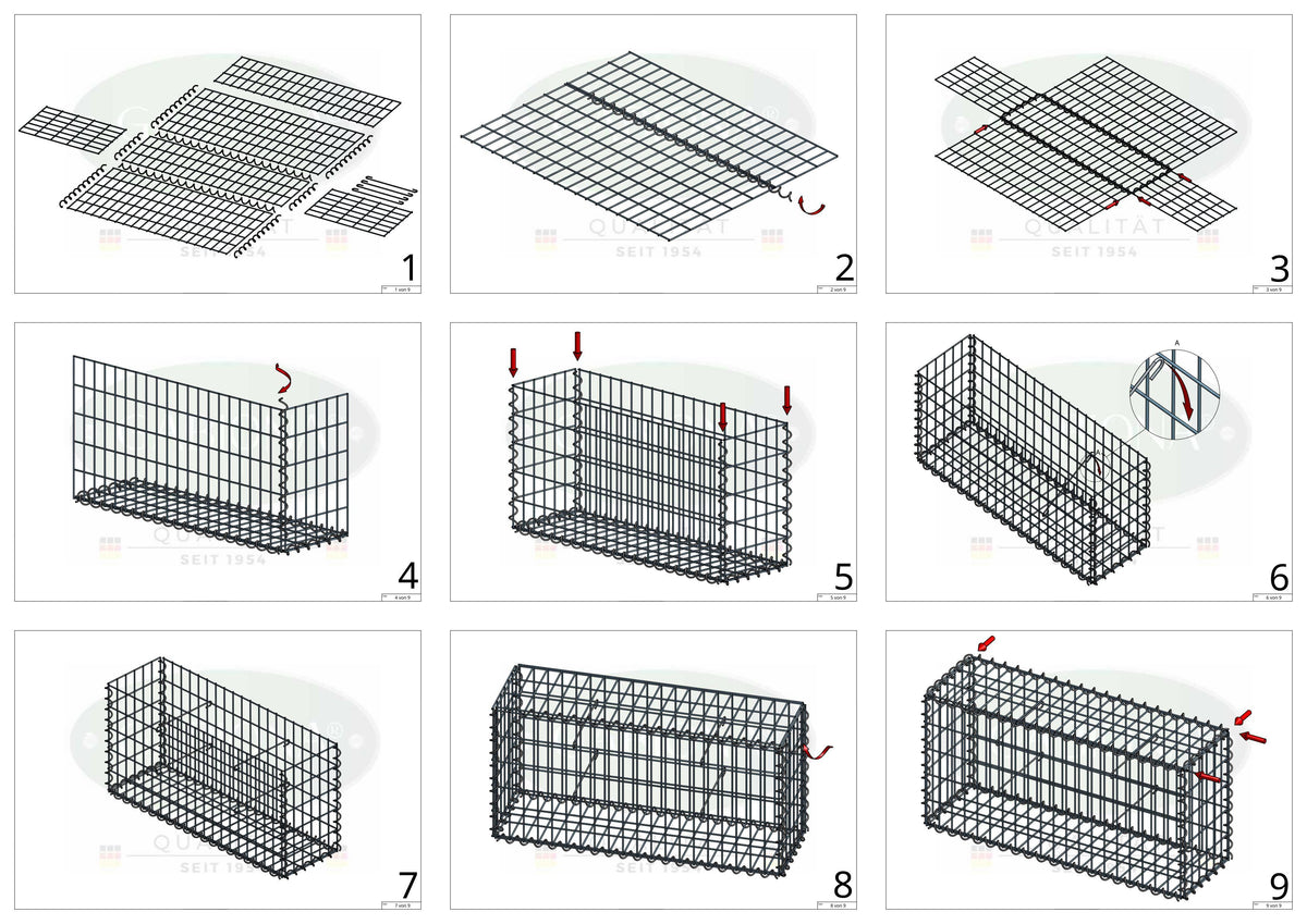 Gabion 80 cm x 40 cm x 20 cm (L x H x P), mailles 5 cm x 10 cm, spirale