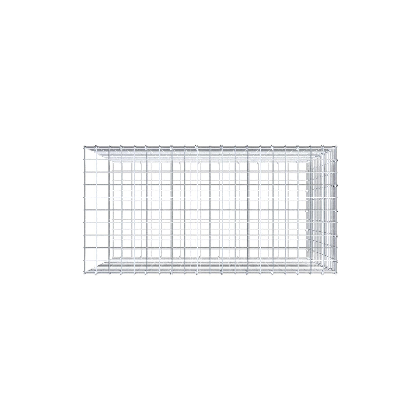 Gavión complementario de tipo 2 100 cm x 90 cm x 50 cm (largo x alto x fondo), malla 5 cm x 5 cm, anillo en C