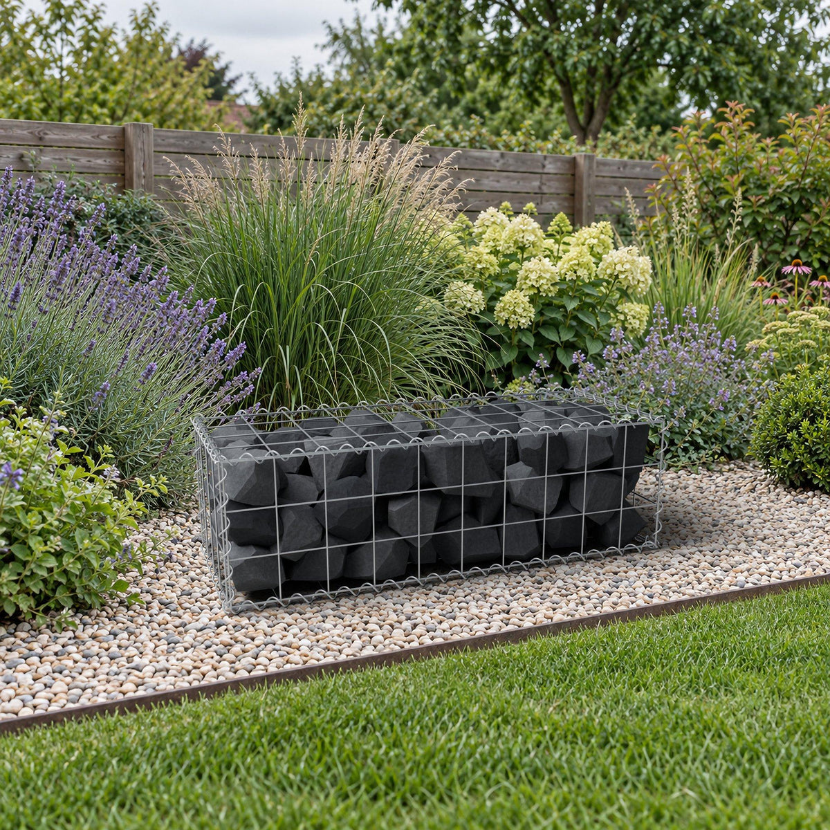 Gabion 100 cm x 30 cm x 40 cm (L x H x D), maskestørrelse 10 cm x 10 cm, spiral