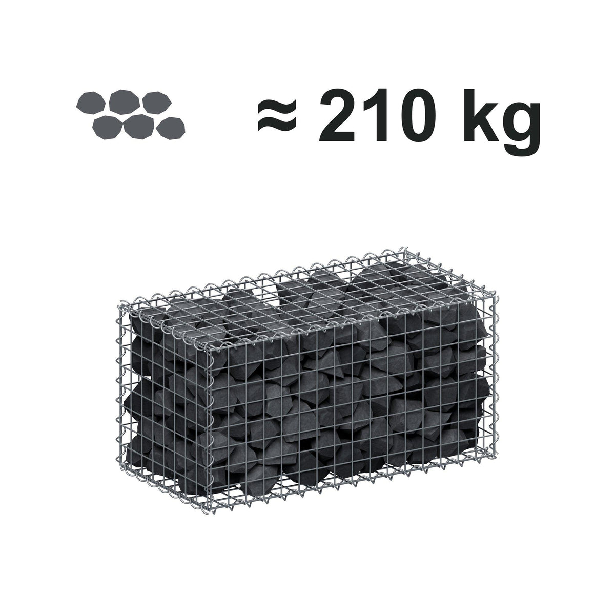 Gabion 80 cm x 40 cm x 40 cm (L x H x P), mailles 5 cm x 5 cm, spirale