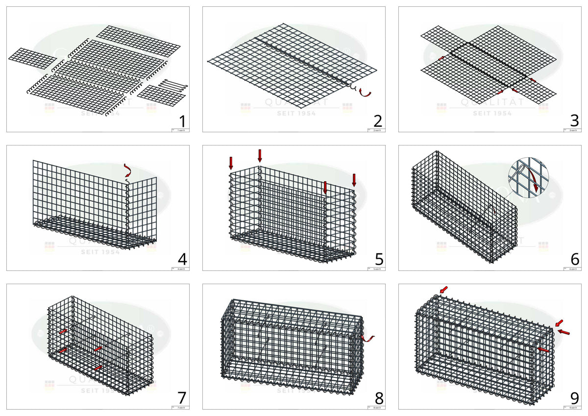 Gabion 100 cm x 20 cm x 50 cm (L x H x P), mailles 5 cm x 5 cm, spirale