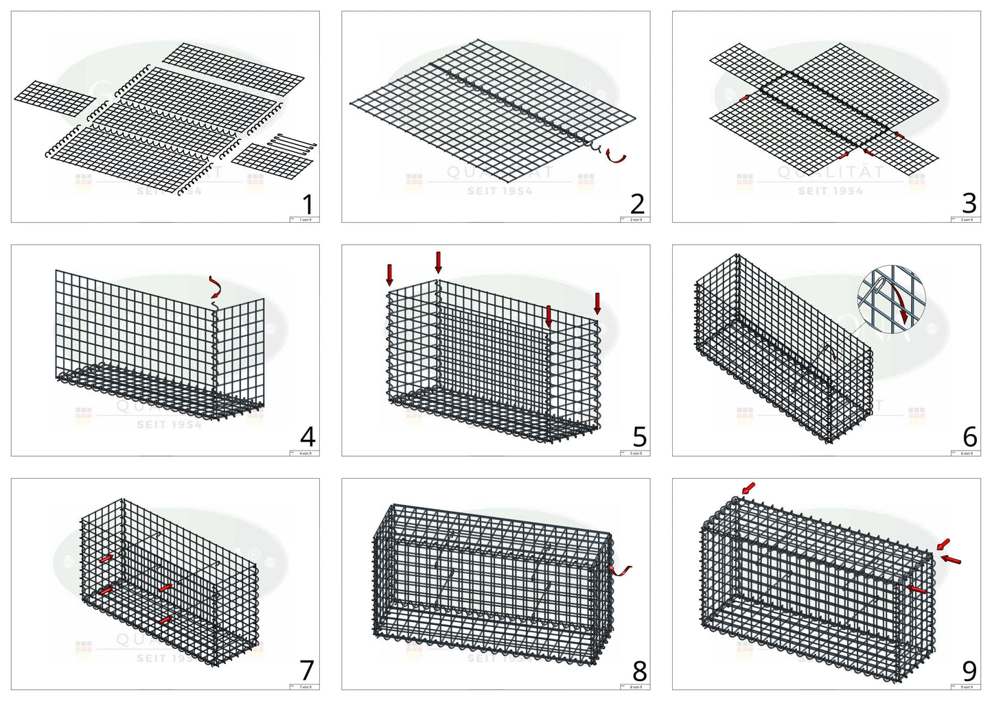 Gabion 200 cm x 100 cm x 20 cm (L x H x P), mailles 5 cm x 5 cm, spirale