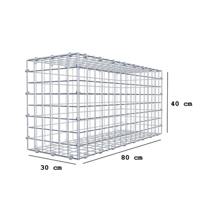Gabione 80 cm x 40 cm x 30 cm (L x H x T), Maschenweite 5 x 5 cm, Spiralring