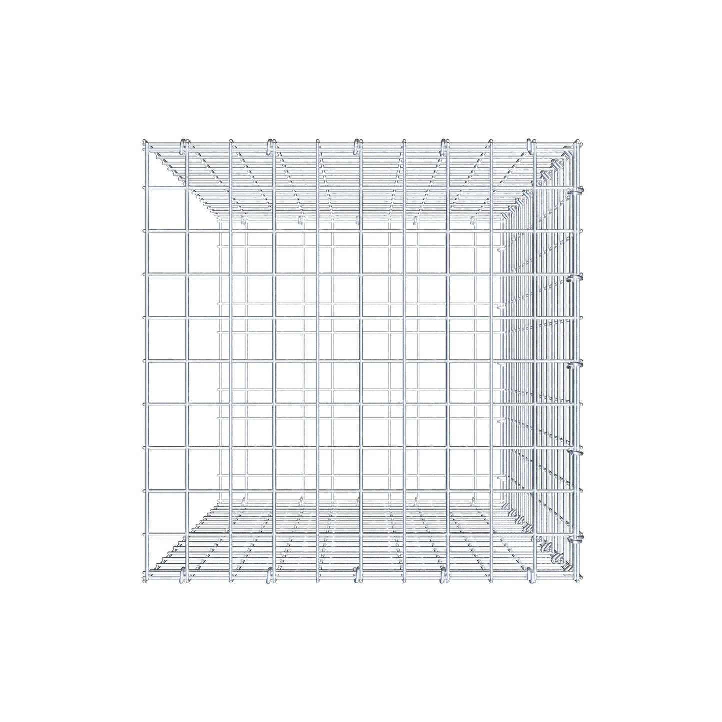 Monteret gabion type 2 80 cm x 50 cm x 50 cm (L x H x D), maskestørrelse 5 cm x 5 cm, C-ring