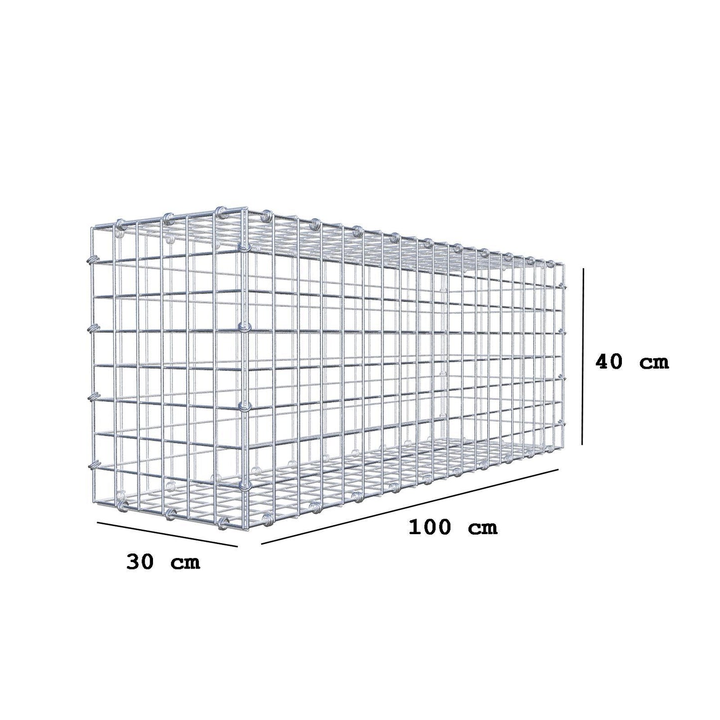 Gabione 100 cm x 40 cm x 30 cm (L x H x T), Maschenweite 5 x 5 cm, Spiralring