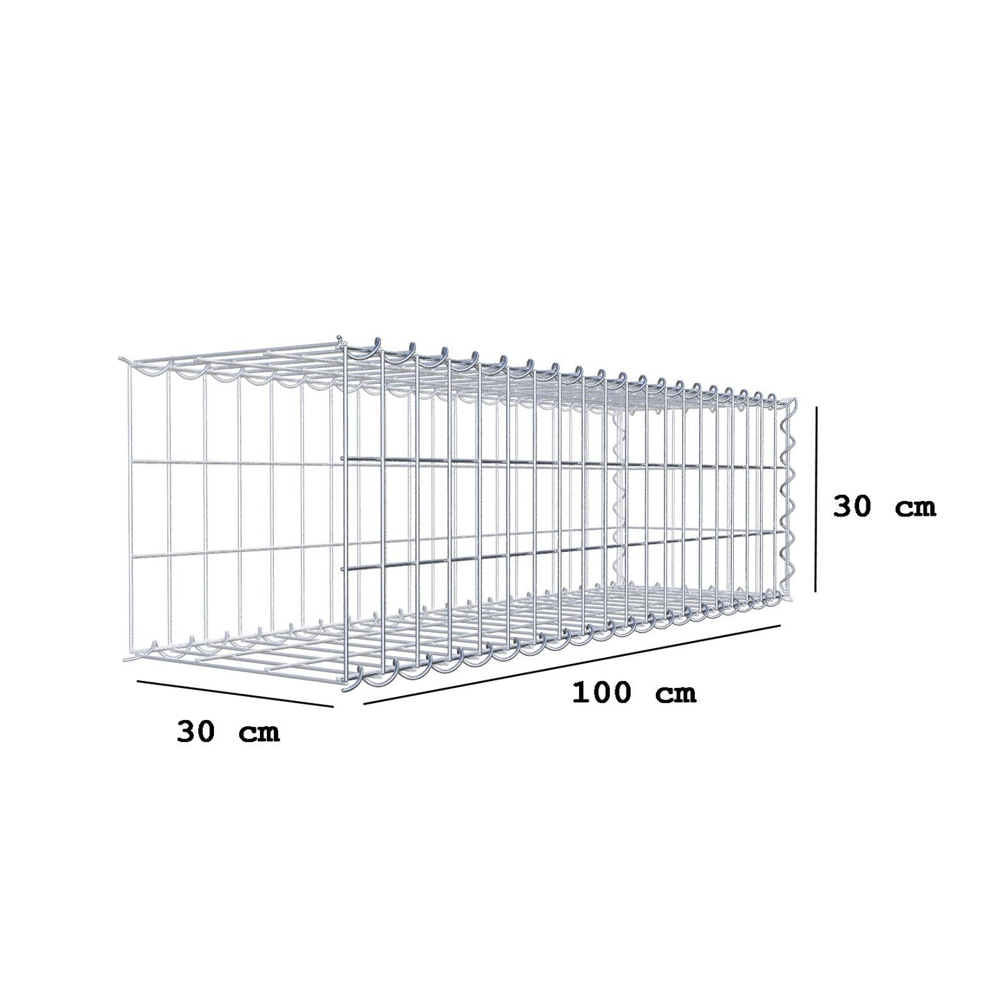 Tilläggsgabion typ 2 100 cm x 30 cm x 30 cm (L x H x D), maskstorlek 5 cm x 10 cm, spiral