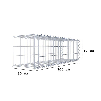 Tilläggsgabion typ 2 100 cm x 30 cm x 30 cm (L x H x D), maskstorlek 5 cm x 10 cm, spiral