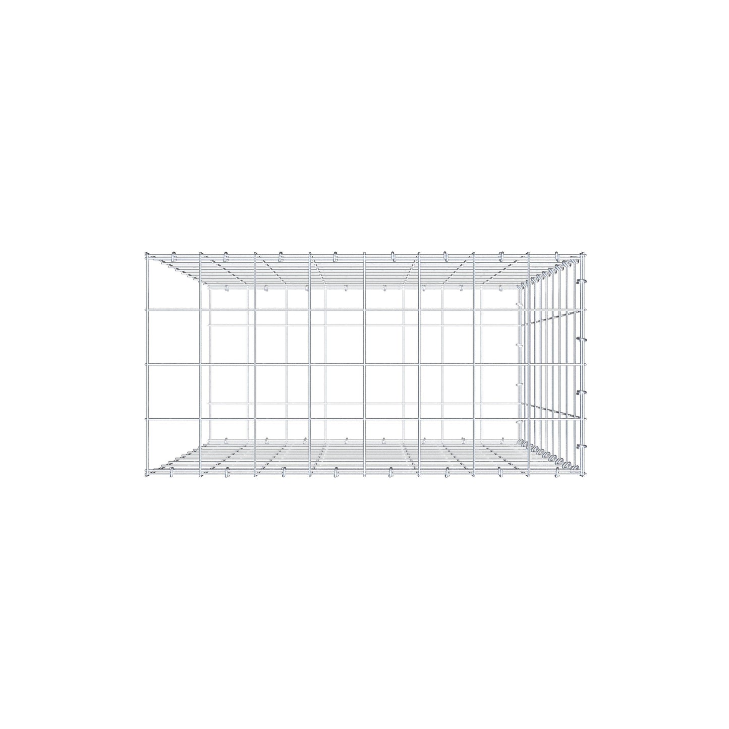 Type 2 oplegkorf 100 cm x 80 cm x 40 cm (L x H x D), maaswijdte 10 cm x 10 cm, C-ring